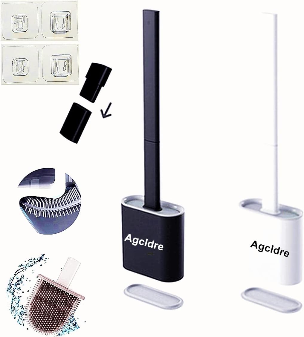 Toilet Brush with Holder Silicone Toilet Brush and Cleaning Brush for Household Bathroom Toliet