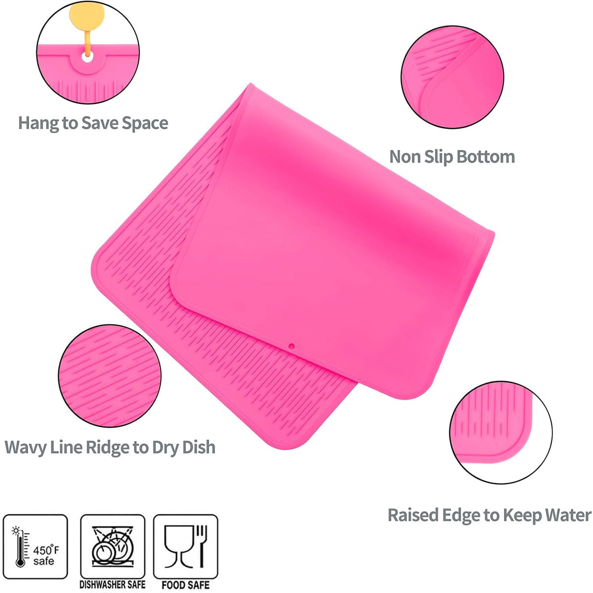 Silicone Dish Drying Mat for Multiple Usage,Easy clean,Eco-friendly,Heat-resistant Silicone Mat for