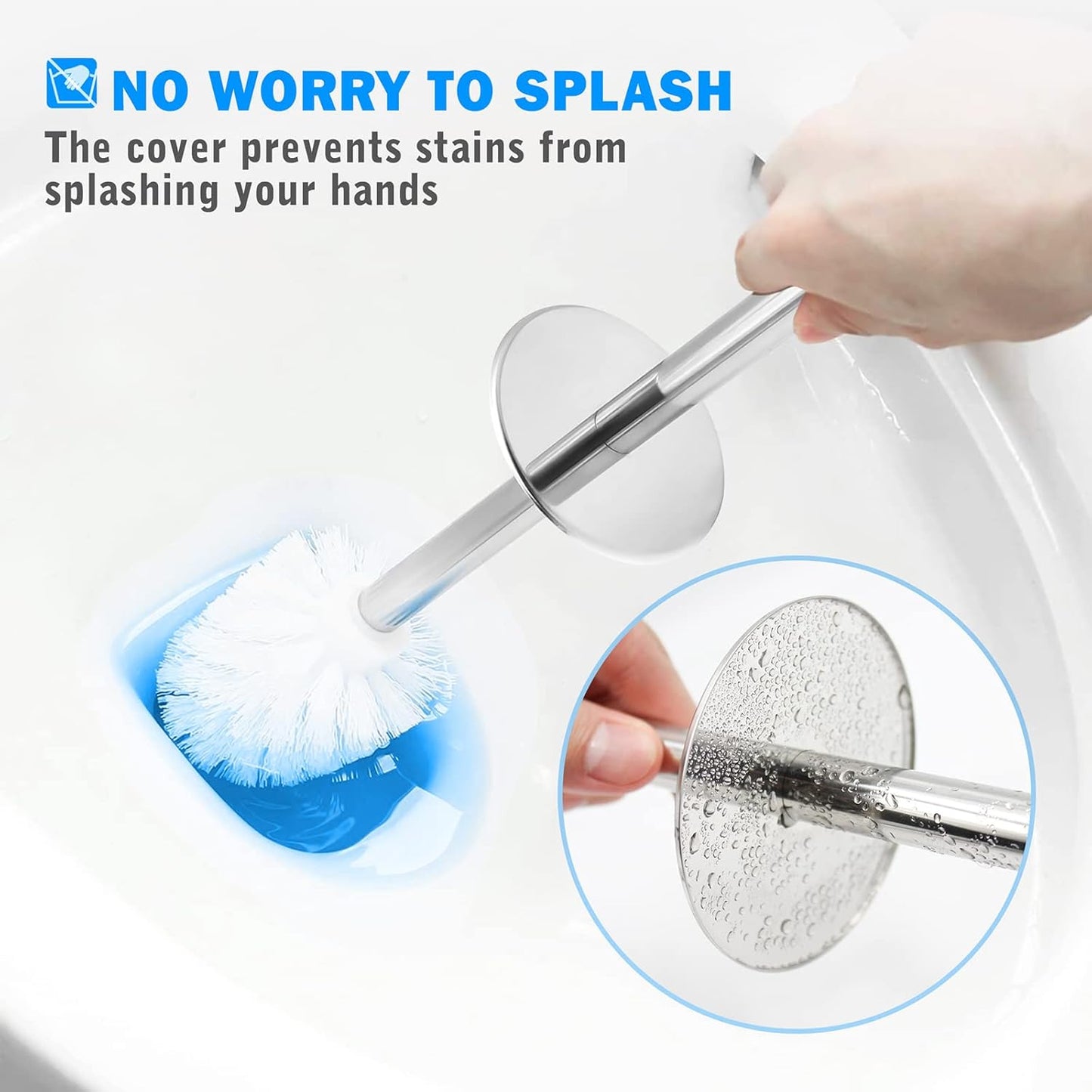 Toilet Brush and Holder, 2 Pack Toilet Brush with 304 Stainless Steel Long Handle, Toilet Bowl