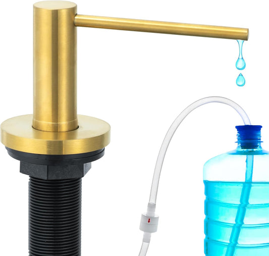 Gappo Soap Dispenser for Kitchen Sink Champagne Gold, Stainless Steel Countertop Pump, Built in