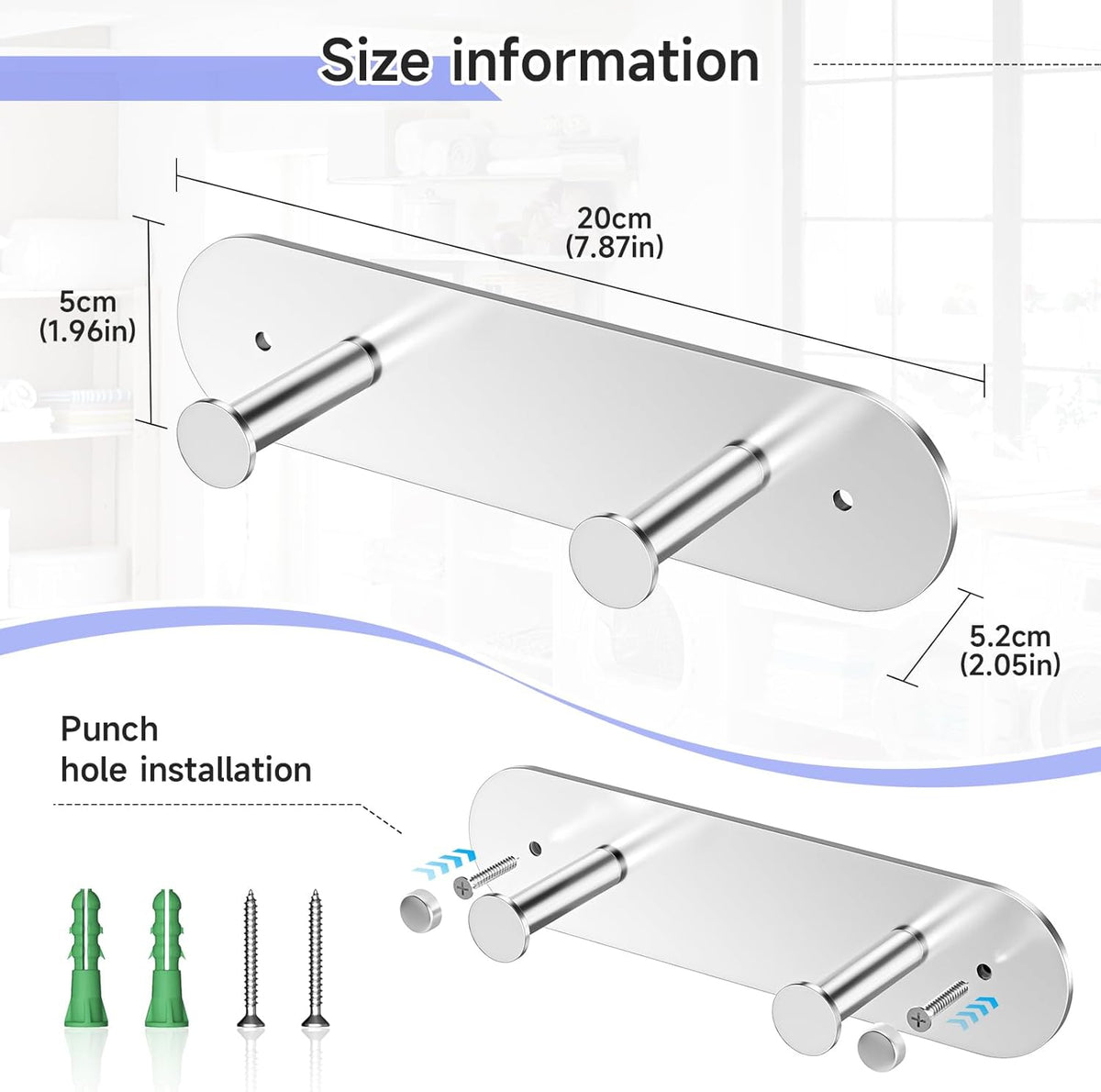 Ironing Board Holder Wall Mount,Ironing Board Hanger with Removable Hooks, Laundry Rooms Stainless