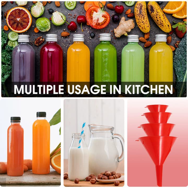 Oil Funnel Set - Plastic Funnel Kit for Car & Kitchen Use - Filling Bottles, Jars & Containers