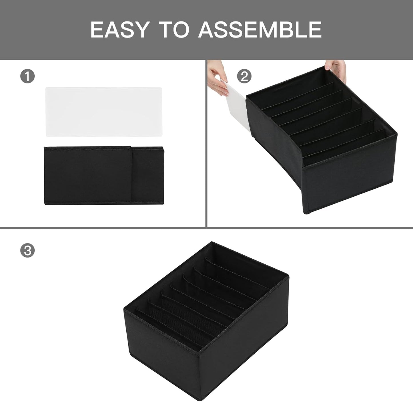 Qozary 4 Pack Drawer Organizers for Clothing, 8 Grids Foldable Closet Organizers and Storage Bins
