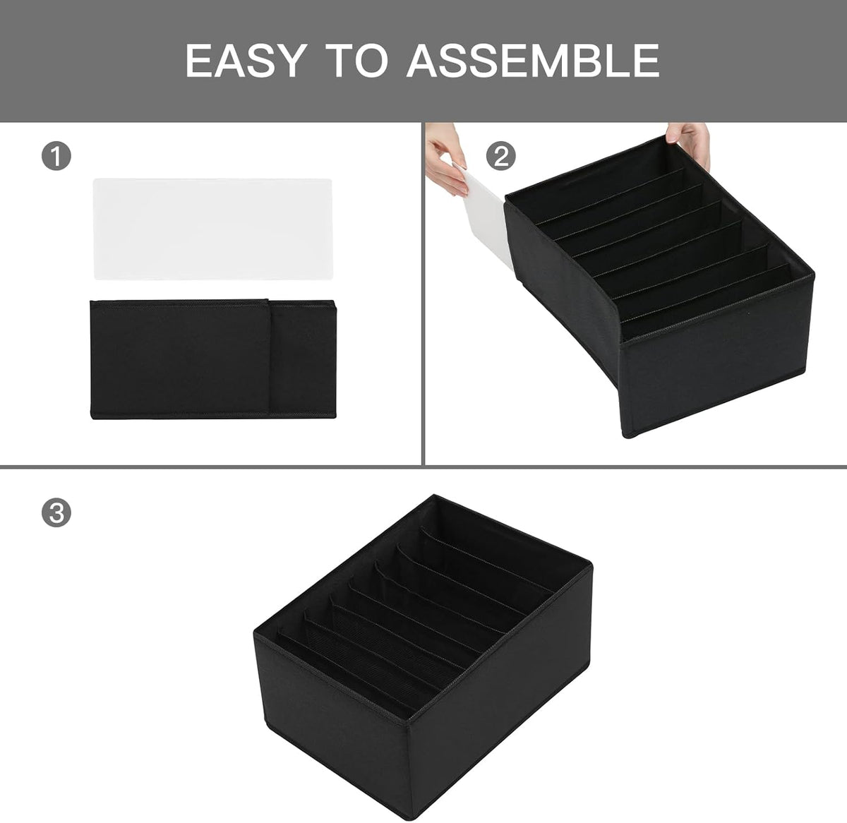 Qozary 4 Pack Drawer Organizers for Clothing, 8 Grids Foldable Closet Organizers and Storage Bins