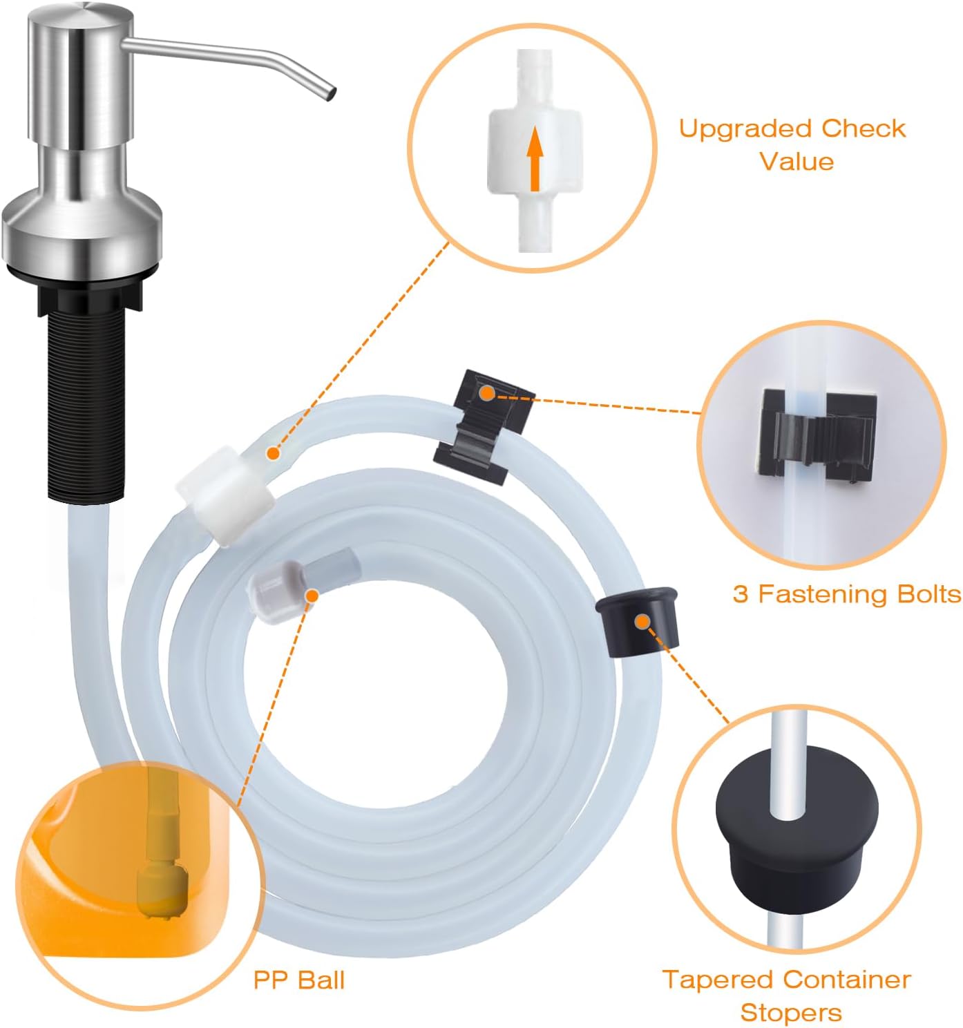 Sink Soap Dispenser for Kitchen Sink, Countertop Built in Sink Soap Dispenser with 47”Extension