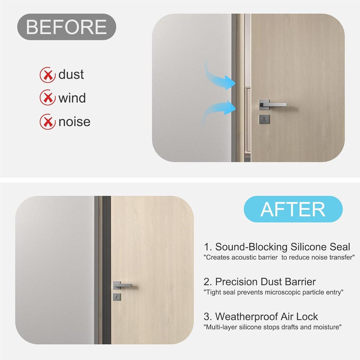 Heavy-Duty 20 ft x 2 in Weather Stripping, Door Draft Stopper Silicone Seal Strip for House and