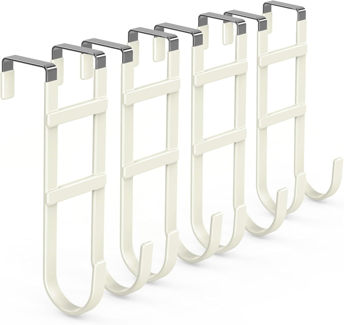 FYY Over The Door Hooks - 4 Pack Heavy Duty Dual-Hook Organizer Hanger with Non-Slip Rubber for