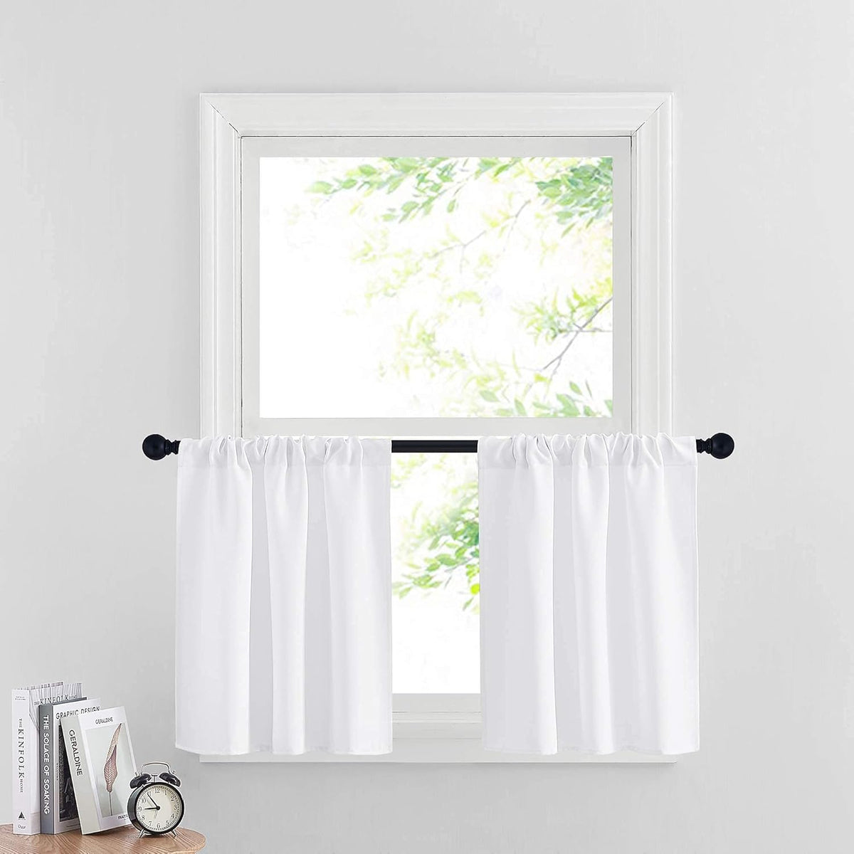 RYB HOME Room Darkening Curtains for Small Winow Lower Portion Decor Energy Saving Drapes for