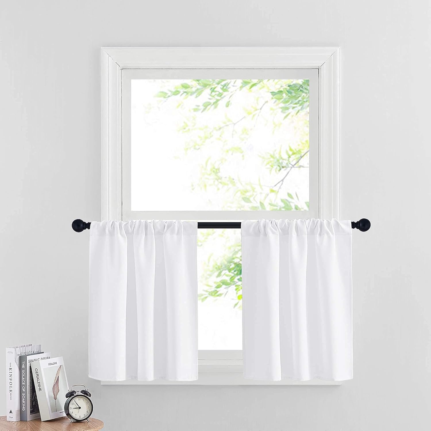 RYB HOME Room Darkening Curtains for Small Winow Lower Portion Decor Energy Saving Drapes for