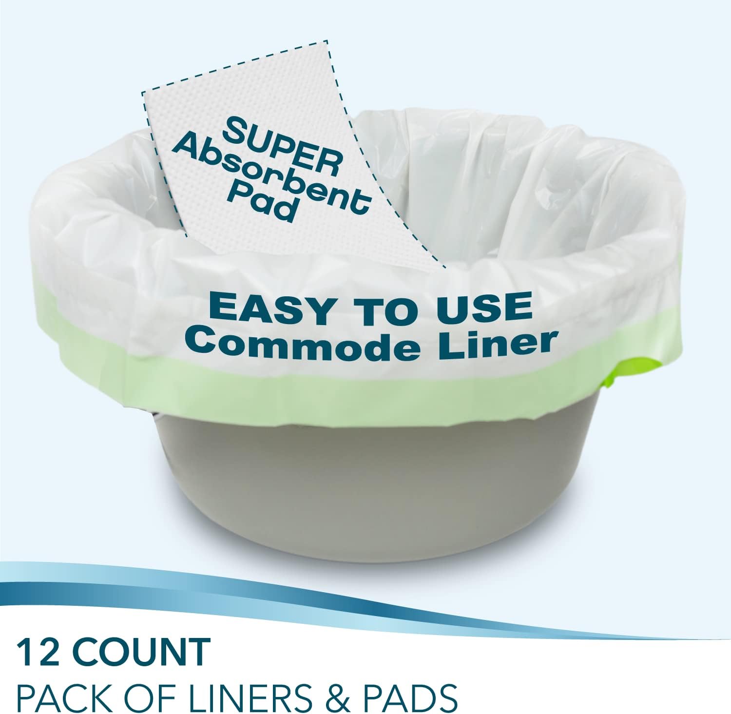 Disposable Bedside Commode Liners and Pads for Portable Toilet Chair Seat Bucket and Bedpan | Combo