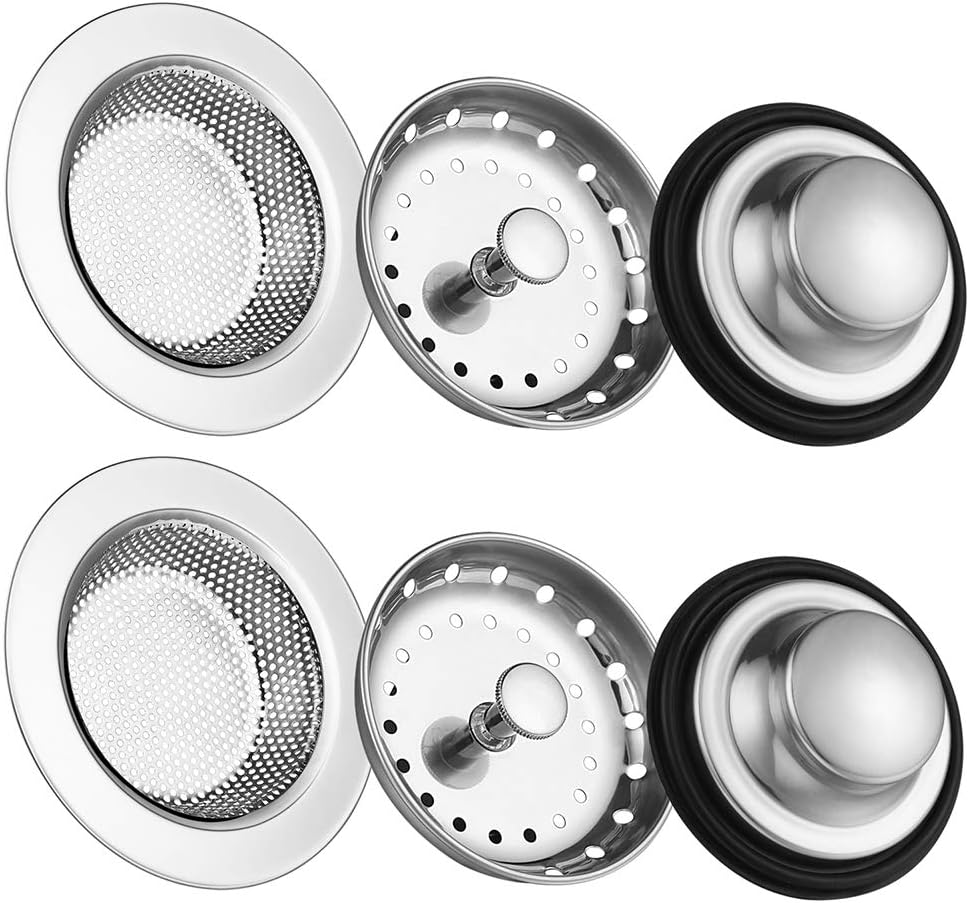 Kitchen Sink Drain Strainer 6 Pack Stainless Steel Sink Stopper, Anti-Clogging Kitchen Sink Drain