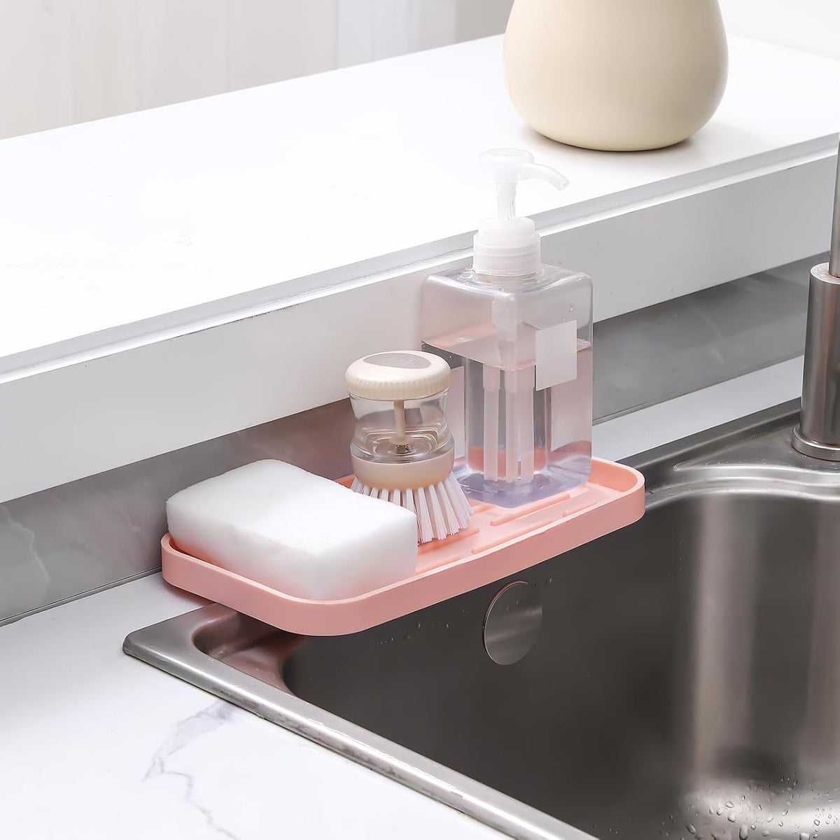 Silicone Kitchen Sink Organizer Tray for Multiple Usage,Easy Clean,Eco-Friendly Sponges Holder for