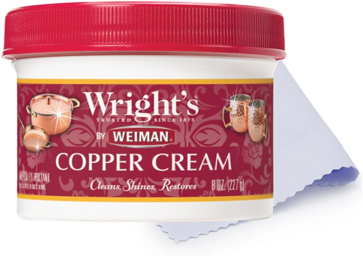 Wright's by Weiman Cream Copper and Brass Cleaner - Gently Cleans and Removes Tarnish without