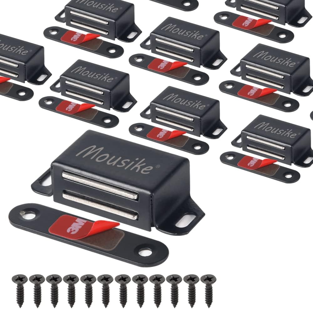 Mousike Cabinet Magnets 30lb Black Door Magnets with Strong Magnetic for Kitchen Cupboard Wardrobe