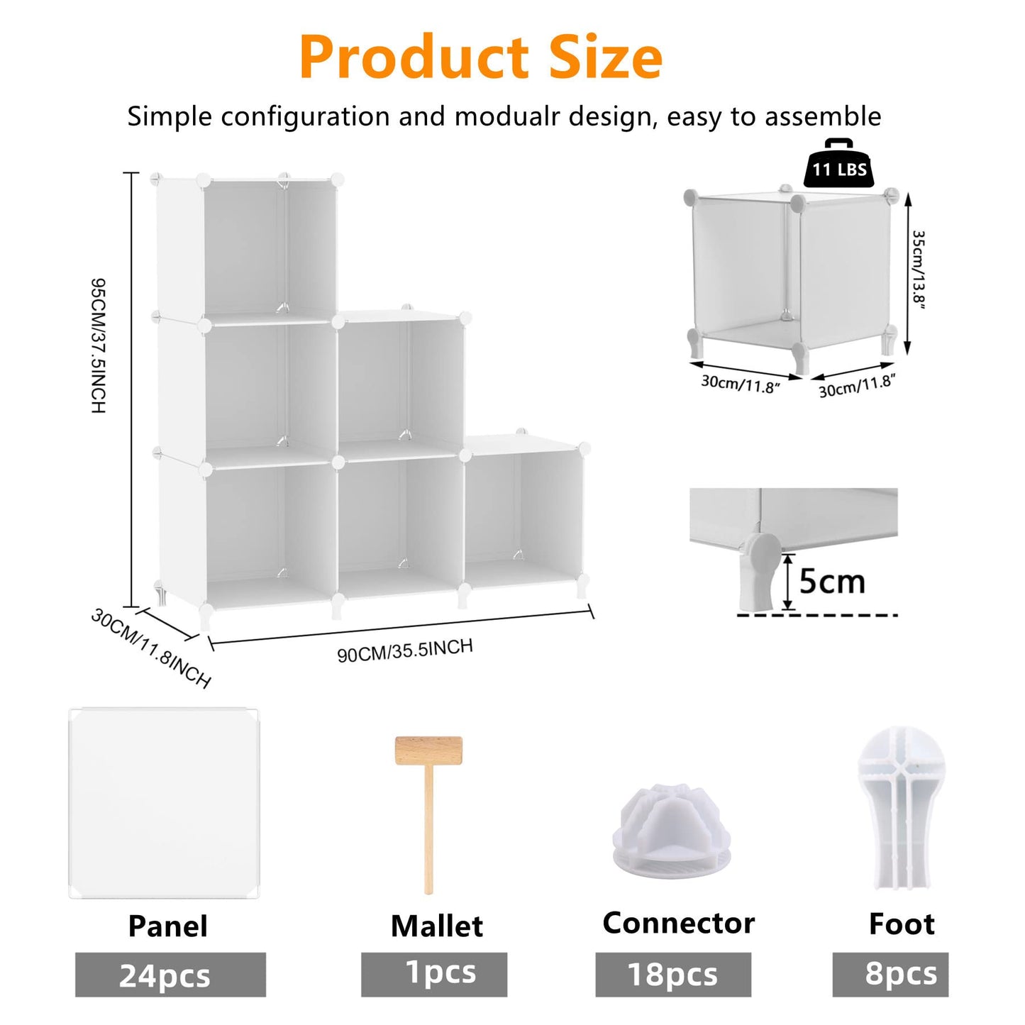 AWTATOS Closet Organizers and Storage, 6 Cube Storage Organizer, White