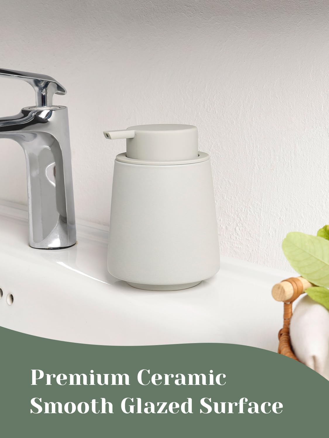 INGOFIN Ceramic Soap Dispenser -14 oz Bathroom Hand Soap Dispenser Liquid Dispenser with Pump