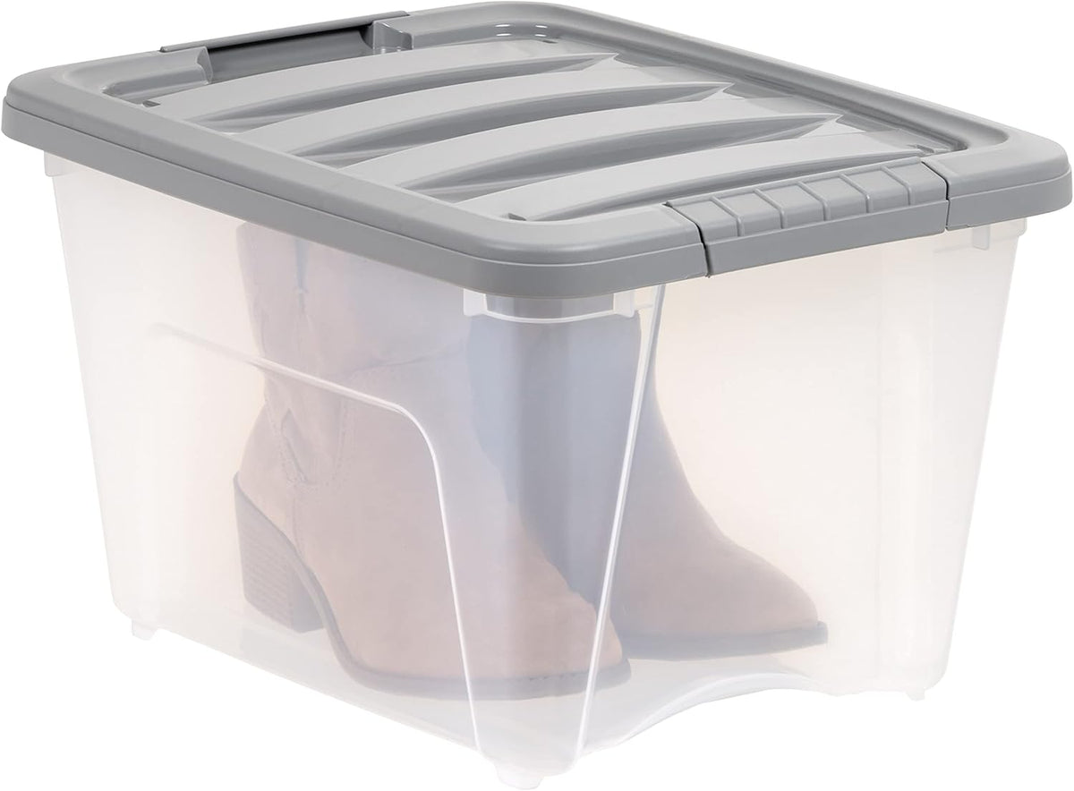 Amazon Basics Plastic Storage Containers with Secure Latching Lids, Stackable Organization Bins