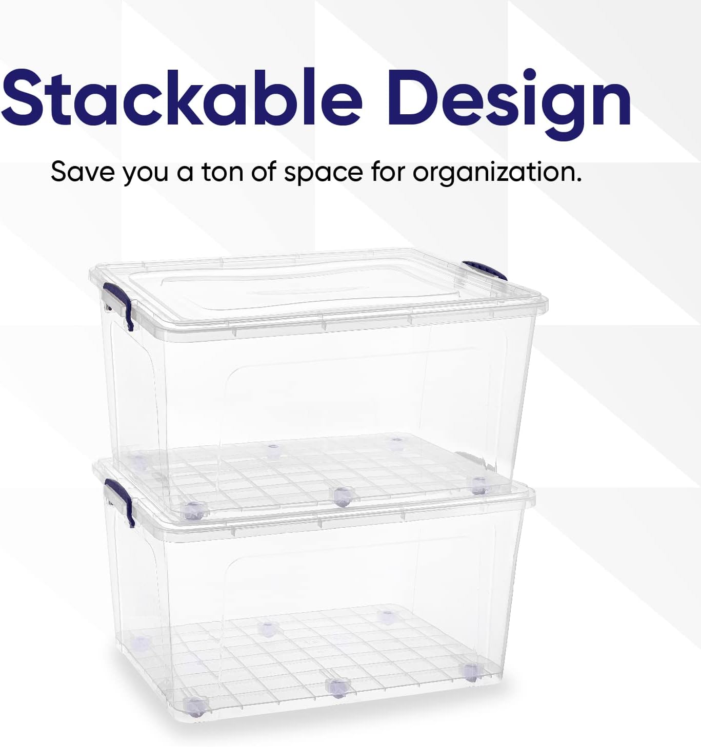 Superio Clear Storage Boxes with Wheels (2 Pack), 85 Qt Heavy Duty Containers with Lids, Stackable