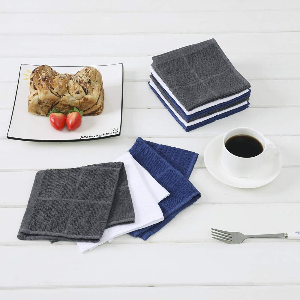 Glynniss Blue Dish Cloths Kitchen Highly Absorbent Navy Dish Rags 100% Cotton Dish Cloths for