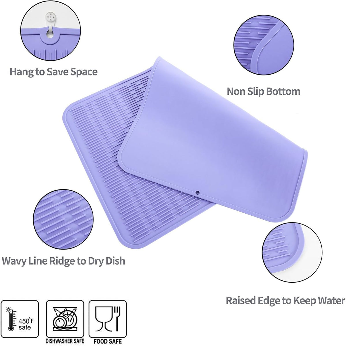 Silicone Dish Drying Mat for Multiple Usage,Easy clean,Eco-friendly,Heat-resistant Silicone Mat for