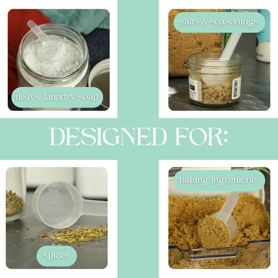 4 Pack – 2 Tablespoon Plastic Measuring Scoop – 1/8 cup / 29.6cc / 29.6 ml / 1 oz. – for Protein