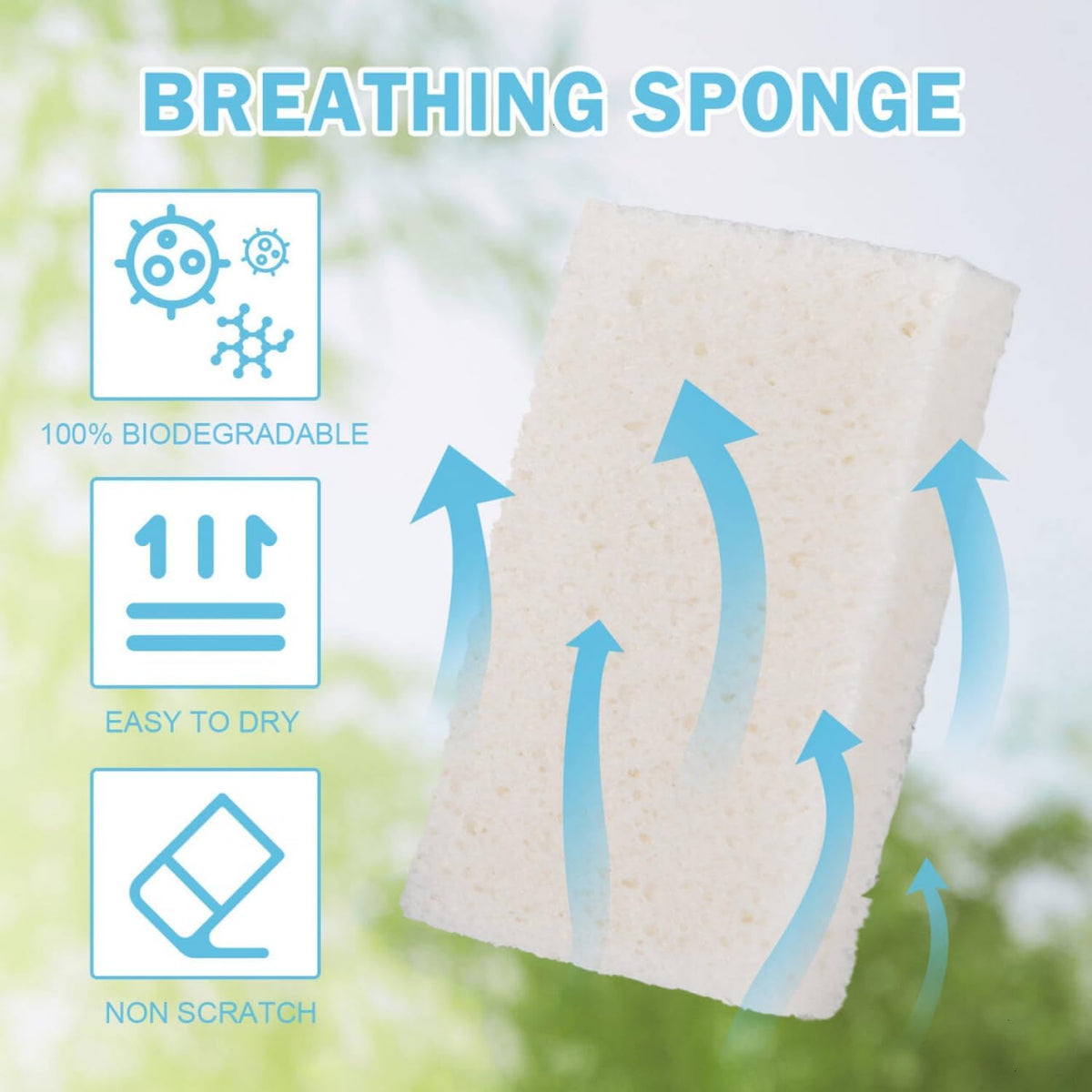 YoleShy White Sponges Kitchen 10 Pack Natural Compressed Cellulose Sponges for Dishes Non Scratch