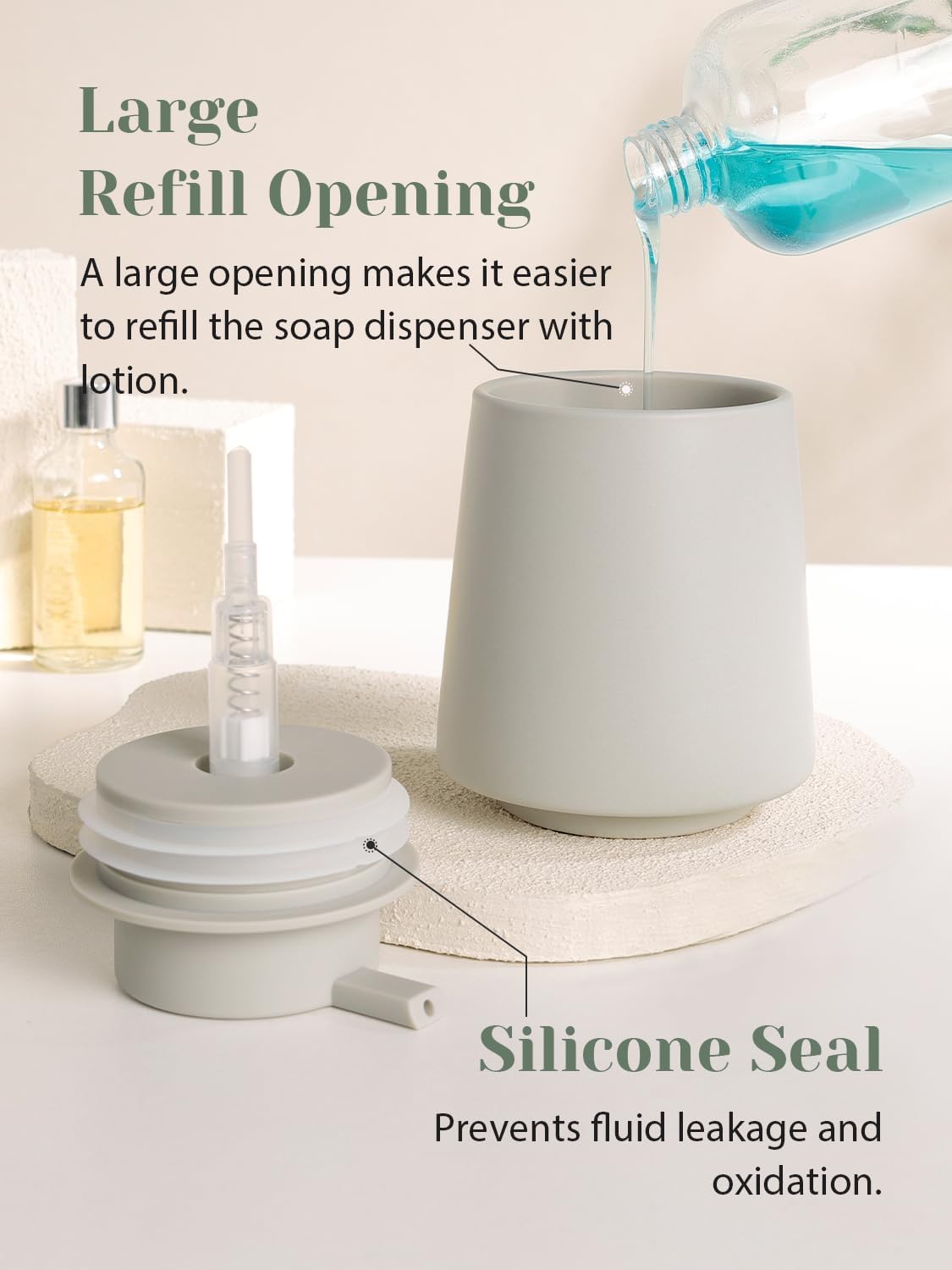 INGOFIN Ceramic Soap Dispenser -14 oz Bathroom Hand Soap Dispenser Liquid Dispenser with Pump