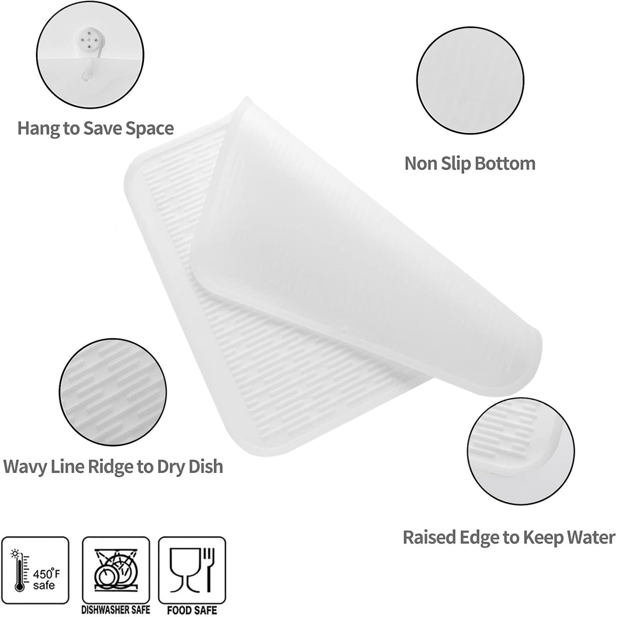 Silicone Dish Drying Mat for Multiple Usage,Easy clean,Eco-friendly,Heat-resistant Silicone Mat for