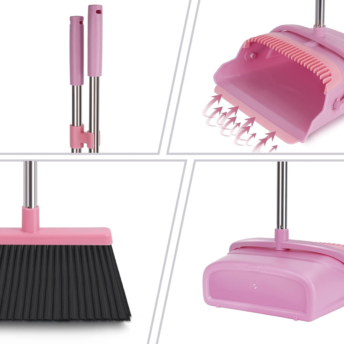 kelamayi Broom and Dustpan Set for Home, Office, Indoor&Outdoor Sweeping, Stand Up Broom and