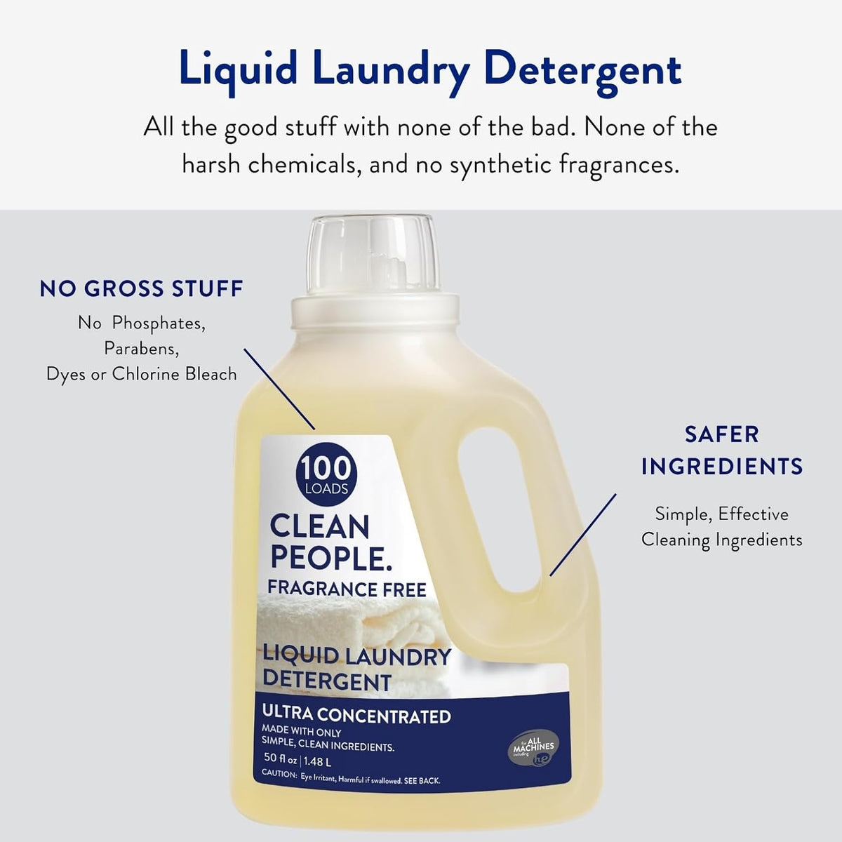 The Clean People Liquid Laundry Detergent - Recyclable Packaging, Stain Fighting - Ultra