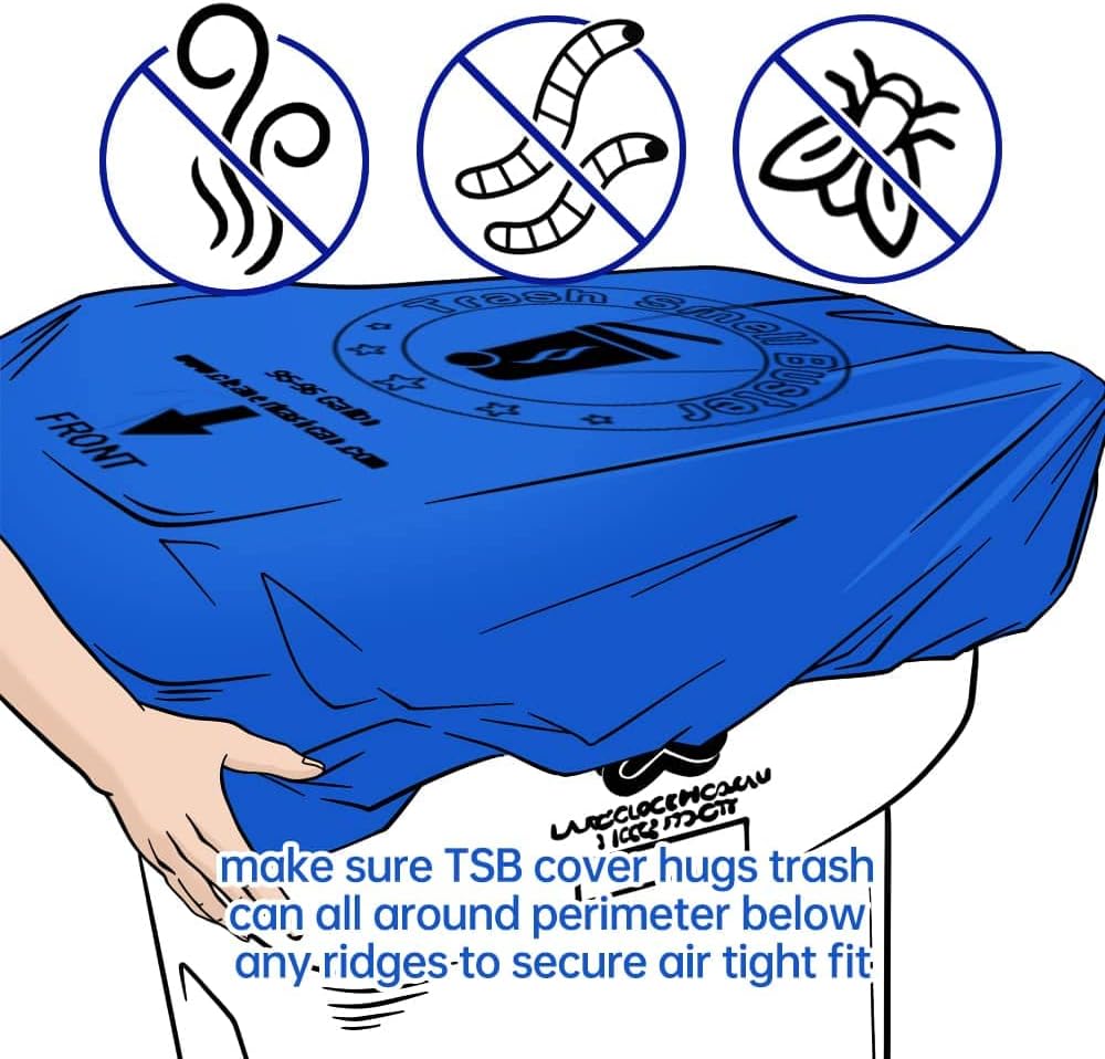 64 Gallon Trash Can Cover Odor Eliminating Bag with Elastic Band Lemon Scented Durable Chemical