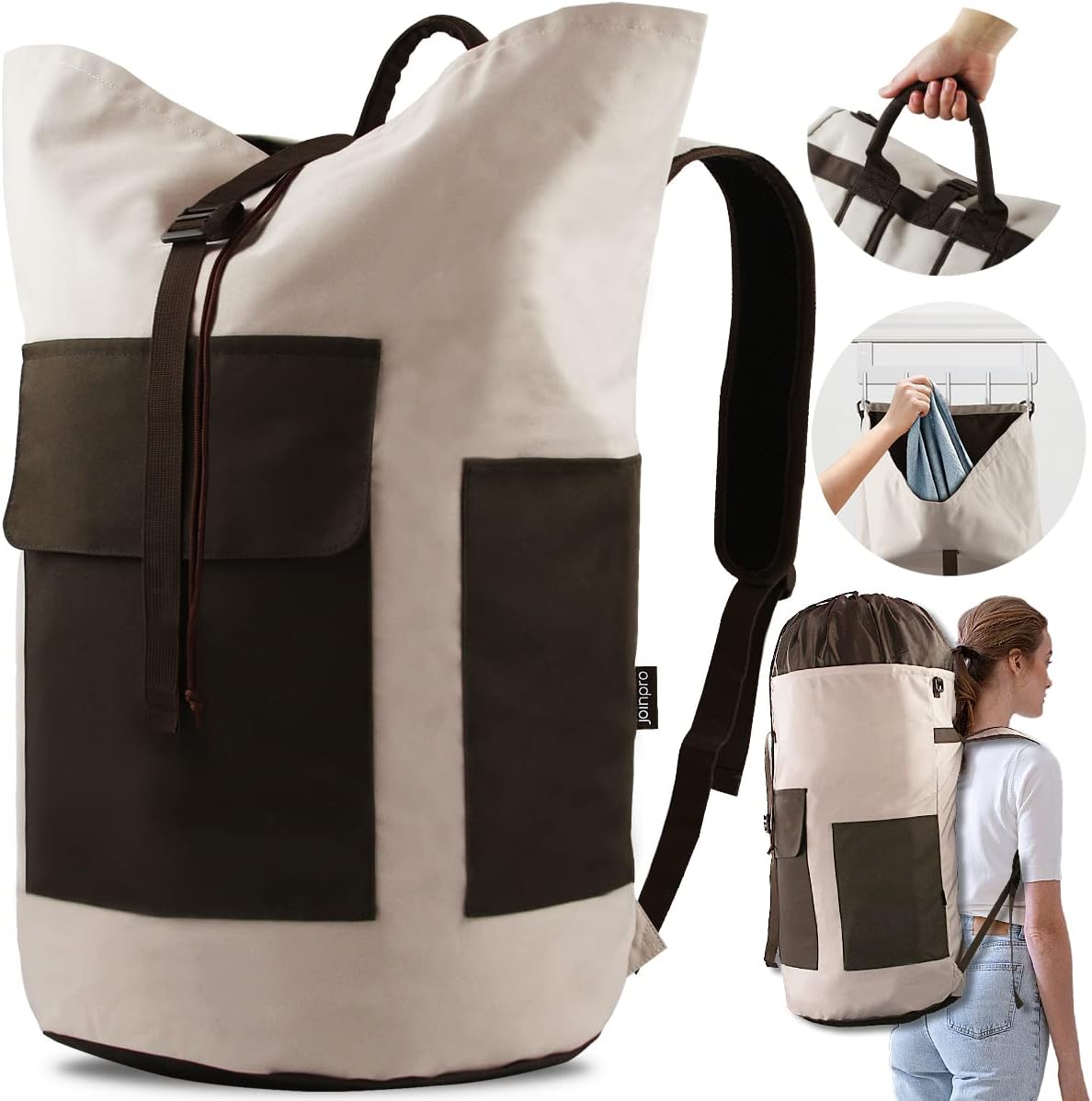 Laundry Bag Backpack, 125L Extra Large Travel Laundry Bags with Shoulder Straps, Adjustable &