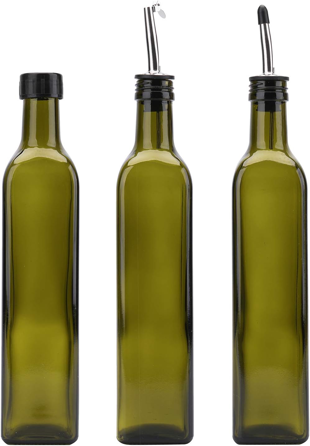 Kingrol 6 Pack 8 oz Glass Olive Oil Dispenser Bottles, Oil and Vinegar Cruets with Stainless Steel