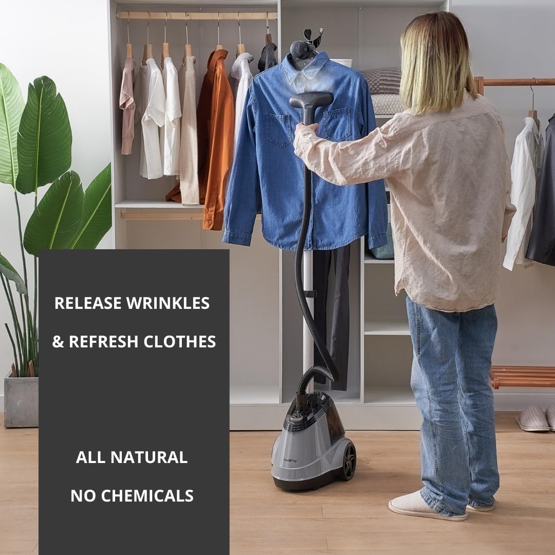 True & Tidy Heavy Duty Commercial Full Size Standing Garment Steamer for Clothes with Extra Large