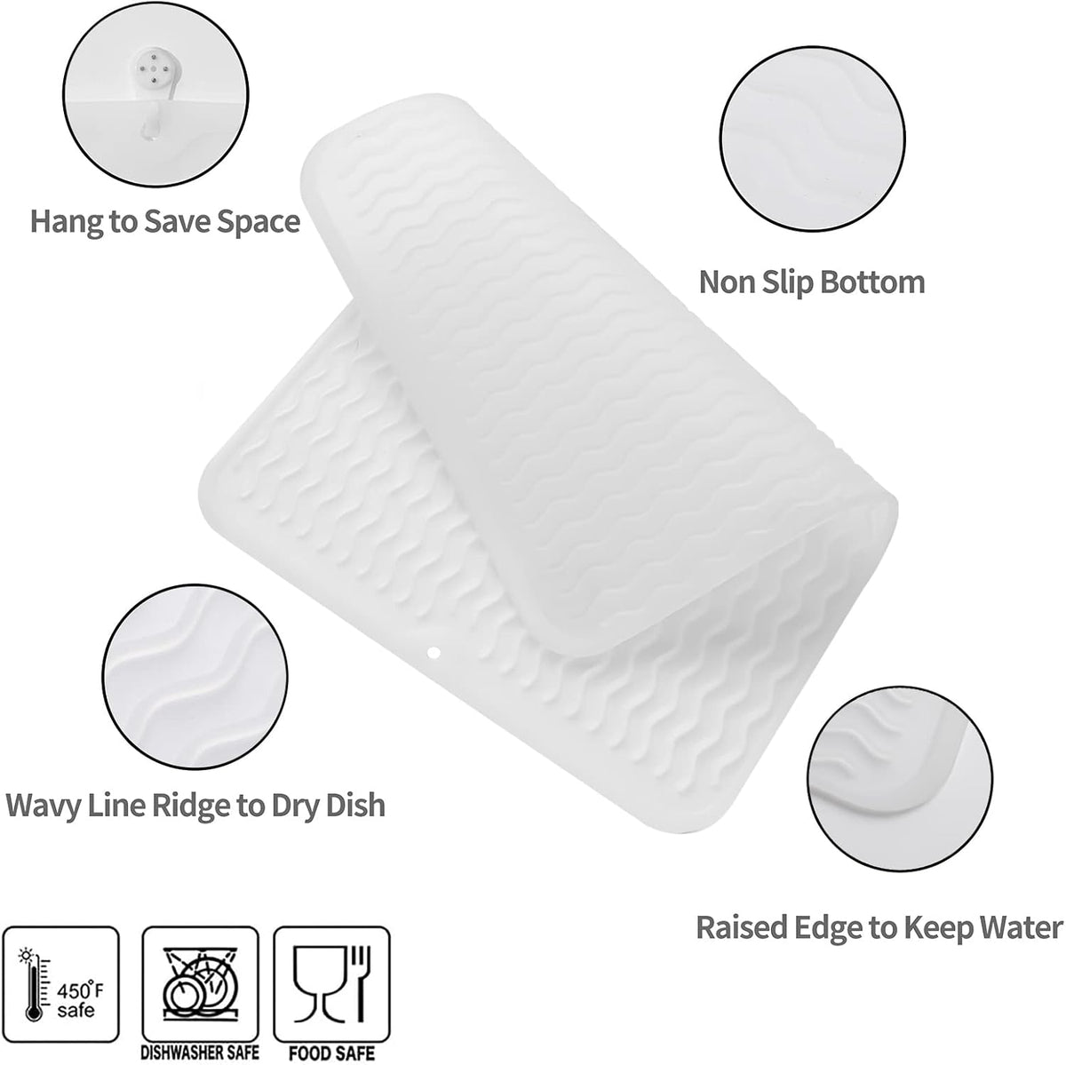 Silicone Dish Drying Mat for Multiple Usage,Easy clean,Eco-friendly,Heat-resistant Silicone Mat for