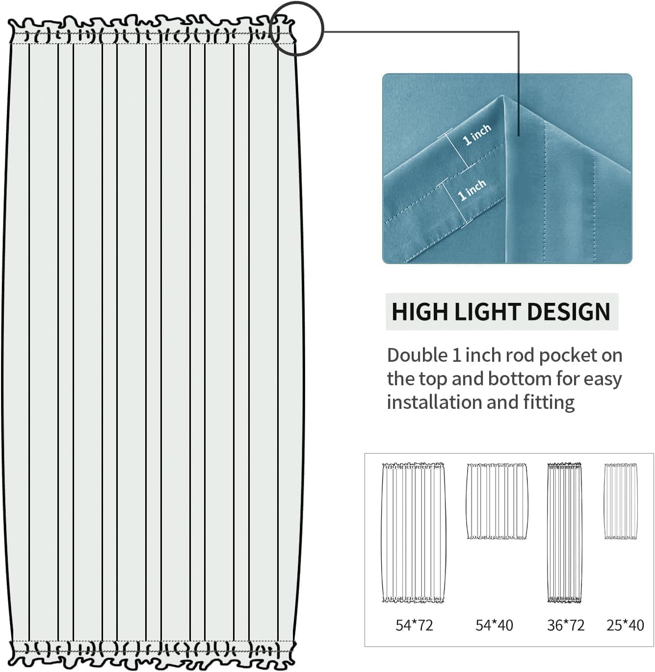 DWCN French Door Curtains – Rod Pocket Thermal Blackout Curtain for Doors with Glass Window