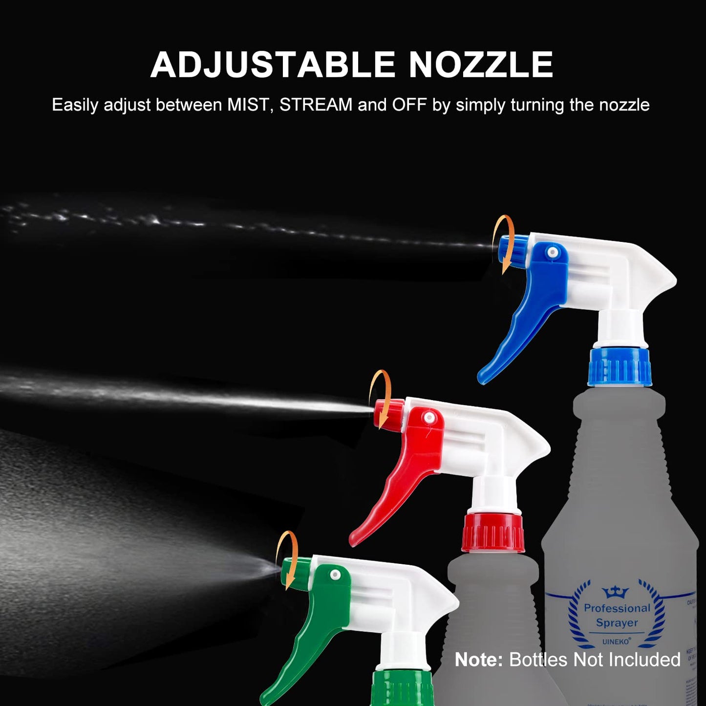 6 Pack Universal Spray Bottle Replacement Nozzle, Mist & Stream Trigger Sprayer for 16oz 24oz 32oz
