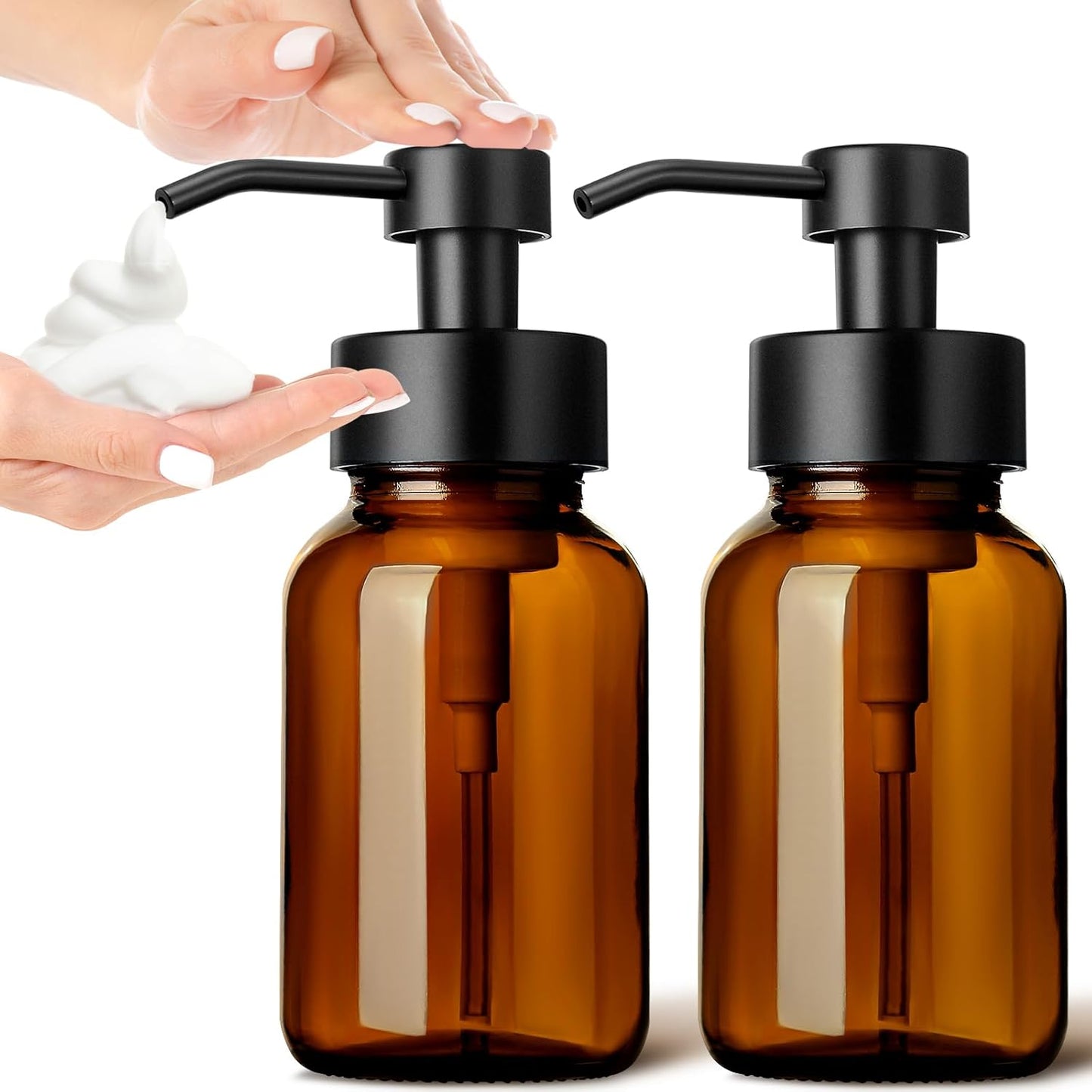 GMISUN Foaming Soap Dispenser, 8.5 fl oz / 250ml Amber Glass Foam Soap Dispenser for Bathroom &