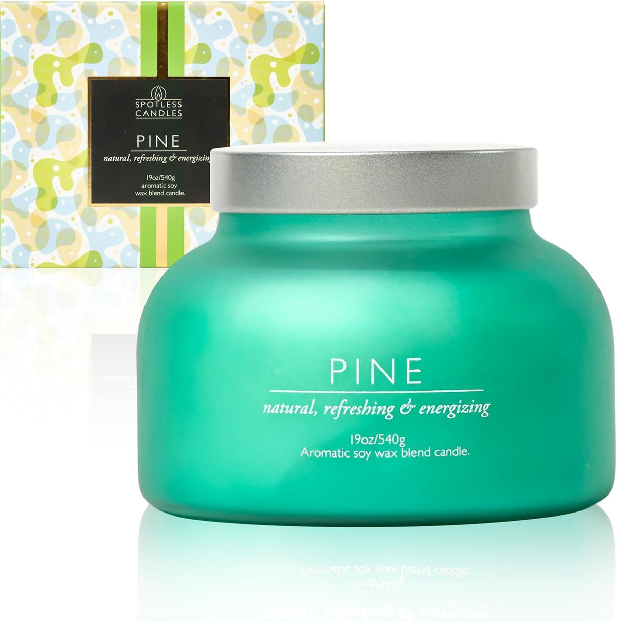 Pine Candle Large Volcano Jar -19oz 4"x5" Giant Candle with Wooden Wick, Gold Leaf Foil Gift Box &