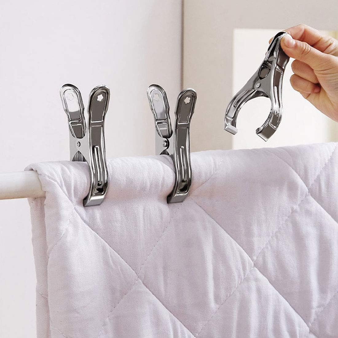 Outdoor Heavy Duty clothespins 10 Pack Large Stainless Steel Quilt Clips,Beach Towel Clips,Curtain