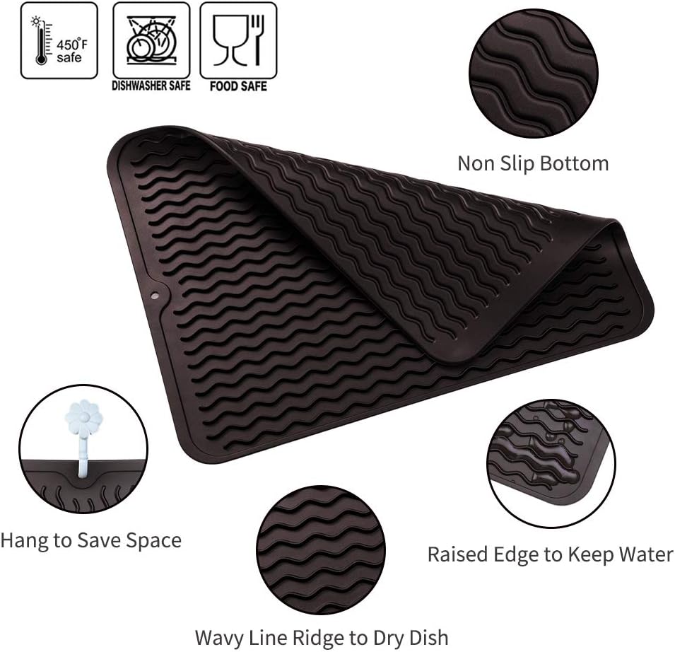 Silicone Dish Drying Mat for Multiple Usage,Easy clean,Eco-friendly,Heat-resistant Silicone Mat for
