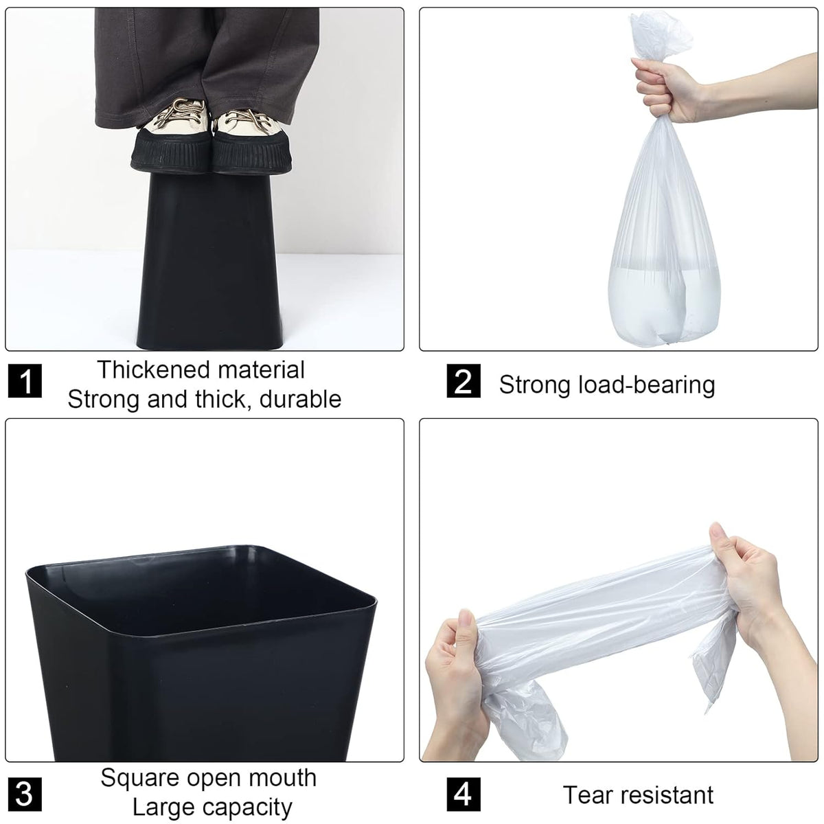 Eccliy 6 Pack Plastic Trash Can with 3 Rolls of Trash Bags Small Wastebasket Garbage Bin Container