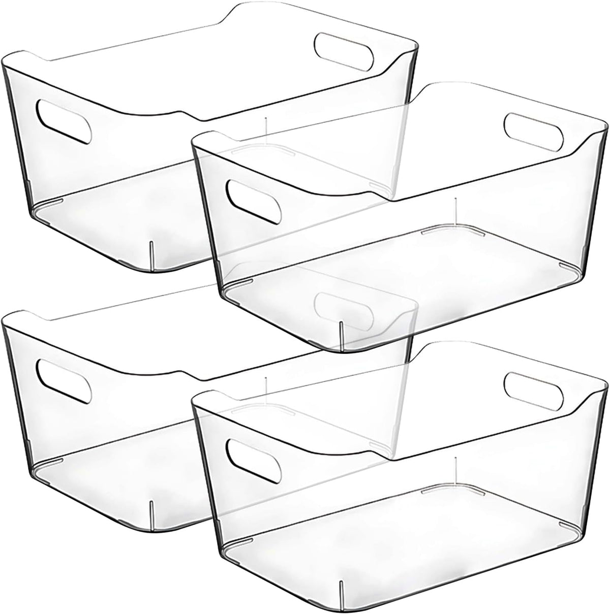 Clear Plastic Storage Bins for Kitchen Organization or Pantry Organizers and Storage, Freezer