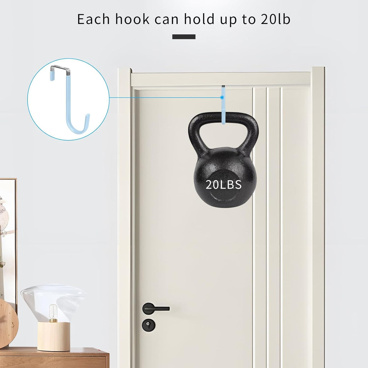 FYY Over The Door Hooks, 4 Pack Door Hangers Hooks with Rubber Prevent Scratches Heavy Duty