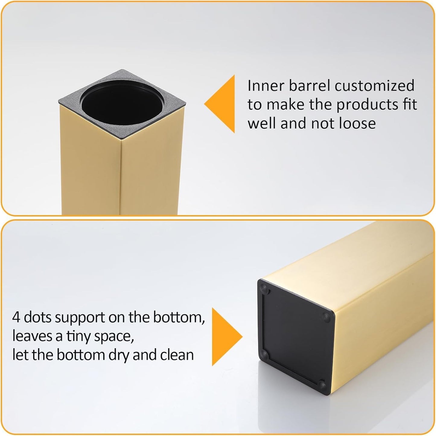 BGL Standing Toilet Brush and Holder Brushed Gold Aluminium Toilet Bowl Cleaner Brush and Holder