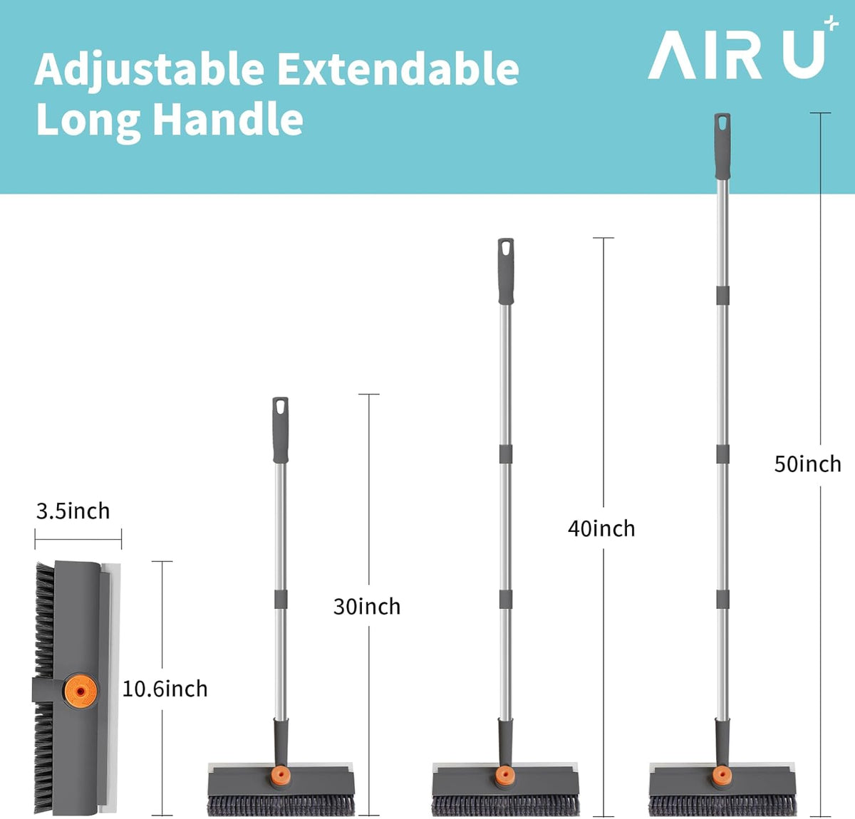 Floor Scrub Brush with Long Handle, 3 in 1 Scrape and Heavy-Duty Stiff Bristle Scrubber Brush for