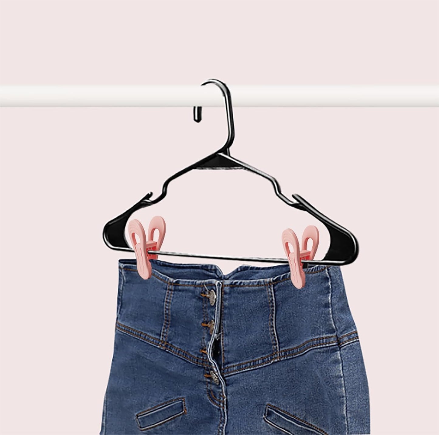 Pink Hangers Clips 60 Pack, Multi-Purpose Plastic Clips for Plastic Hangers Velvet Hanger, Clothes