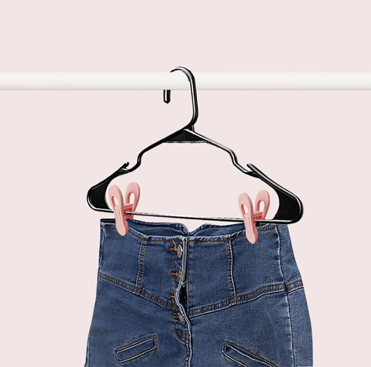 Pink Hangers Clips 60 Pack, Multi-Purpose Plastic Clips for Plastic Hangers Velvet Hanger, Clothes
