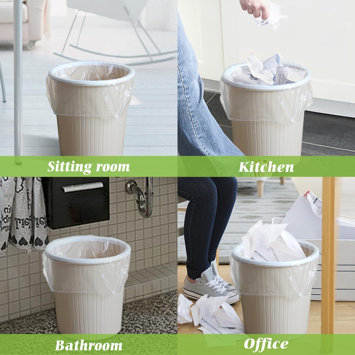 2.6 Gallon 220 Counts Strong Trash Bags Garbage Bags by Teivio, Bathroom Trash Can Bin Liners