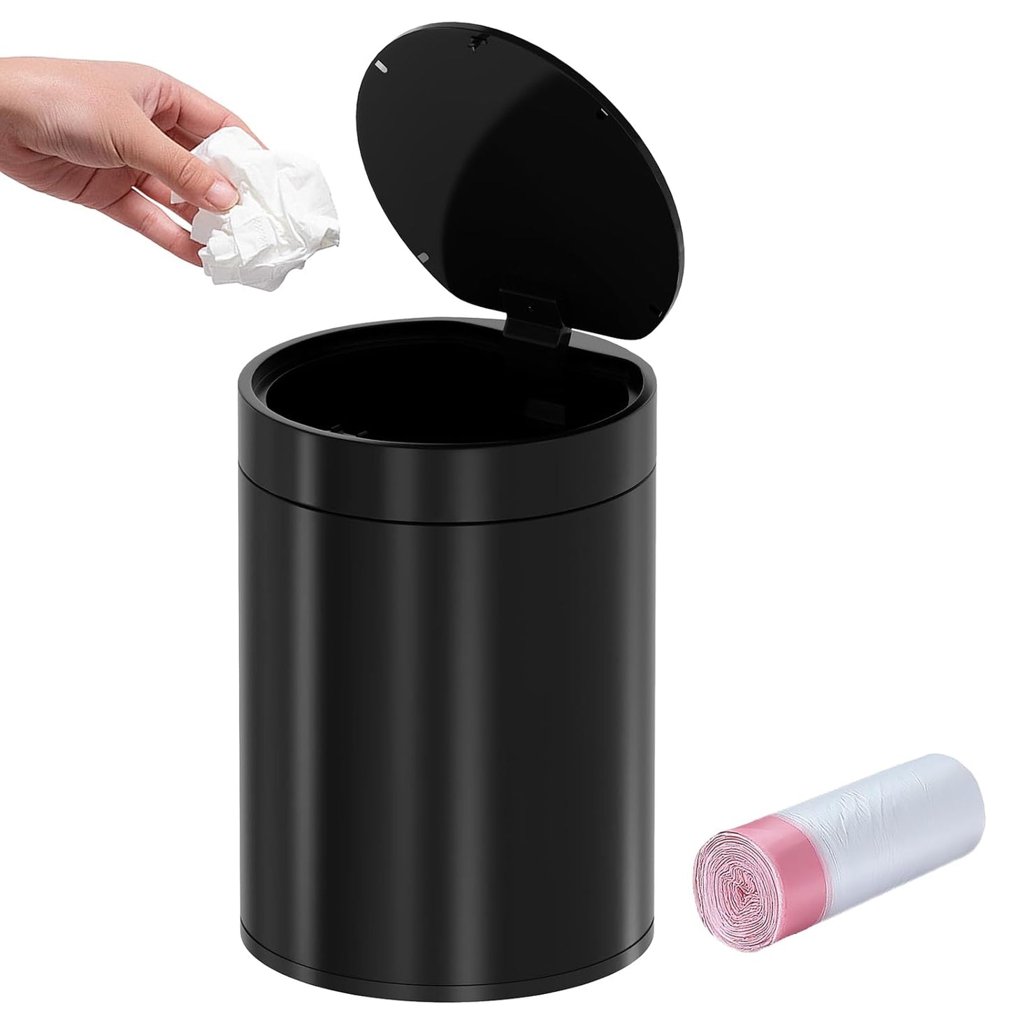 Mini Trash Can for Desk with Pop Up Lid,1.5L Tiny Trash Can for Desk, 0.4 Gal Stainless Steel mini